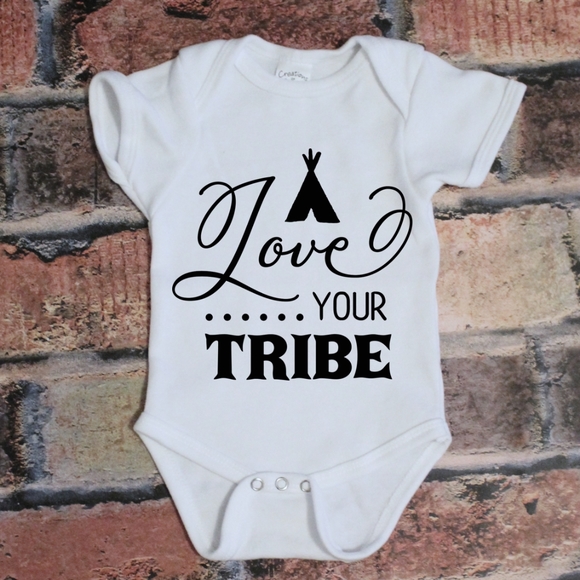 Creations By Grace Other - Love Your Tribe family TeePee baby white onesie